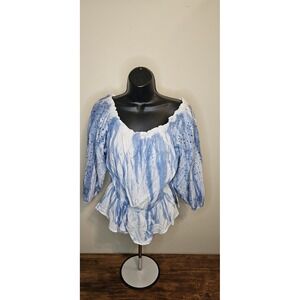 ee:some- Off Shoulder Cinched Waist & Cuff Sleeves Top Women's Size Medium